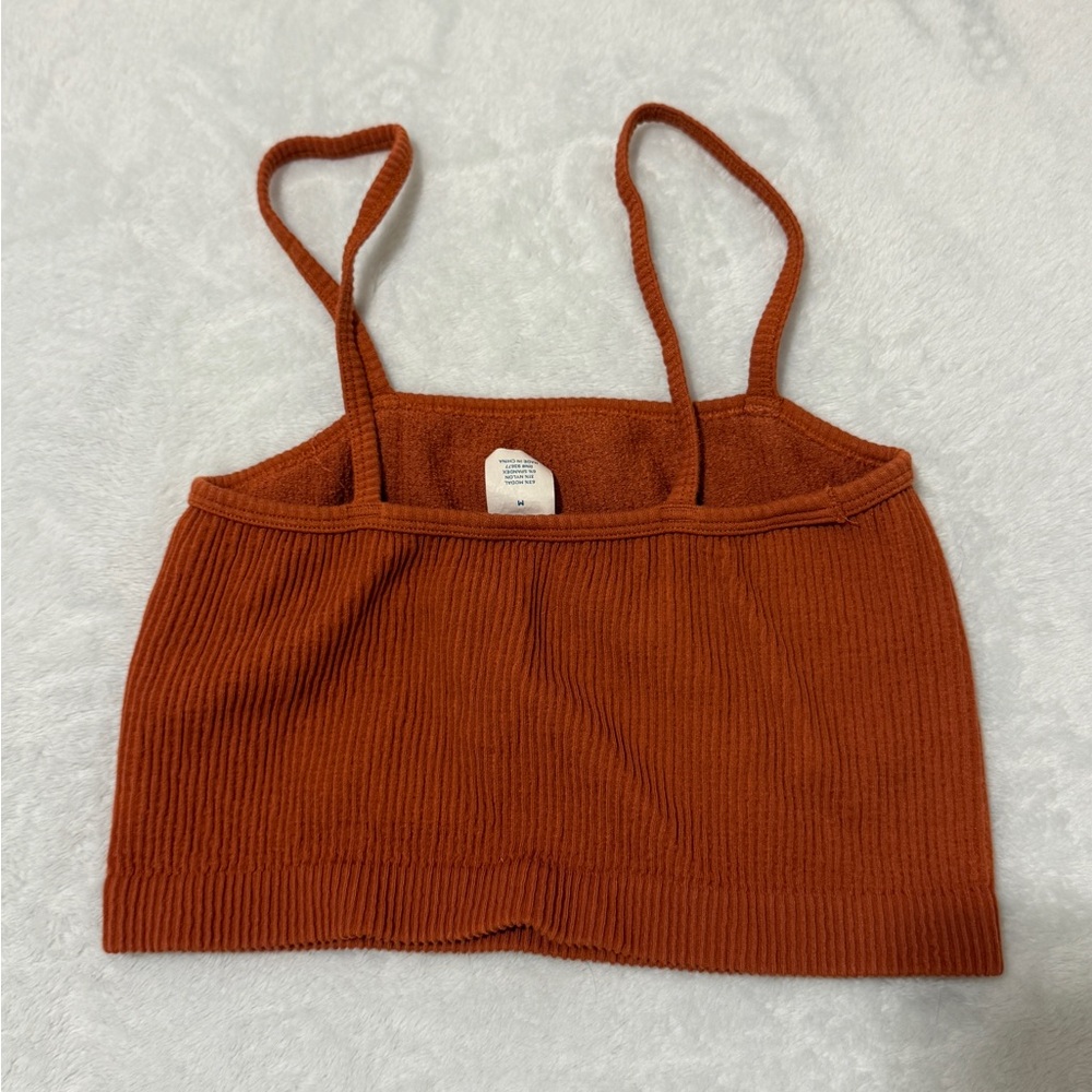 Rust Ribbed Women's Crop Top - Picture 2 of 2